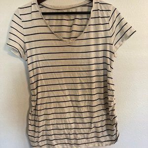 Large Black and White Stripped Maternity Tee